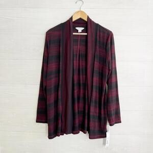 NWT Liz Claiborne - Burgundy black open front cardigan, XL